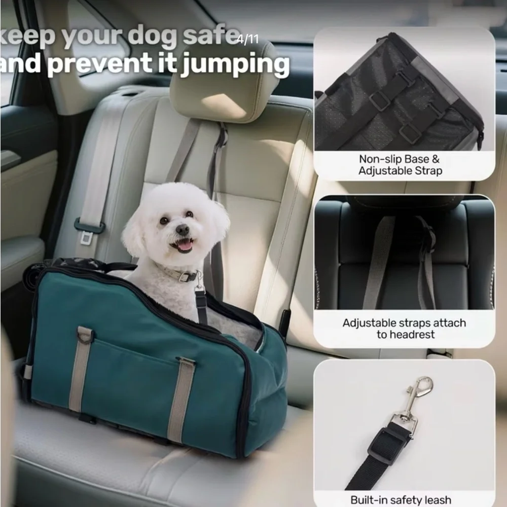 Gray Pet Carrier with Black Straps
